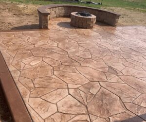 stamped concrete patio firepit and bench Fredericksburg VA- City Light Construction LLC