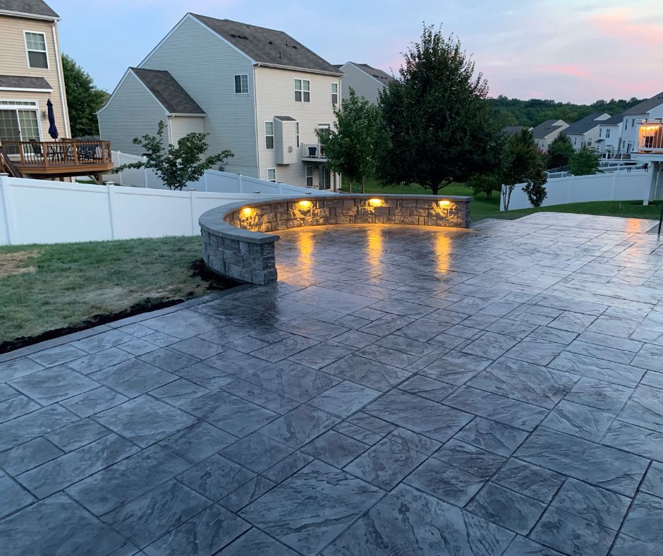 stamped concrete patio with lighting Stafford VA City Light Construction LLC